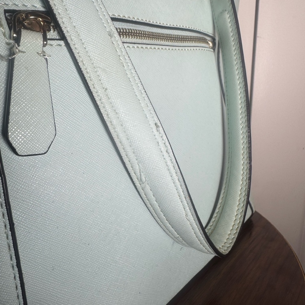 GUESS 1981 Teal Structured Tote Bag Large Zip Top Work Shoulder Purse - Picture 5 of 9